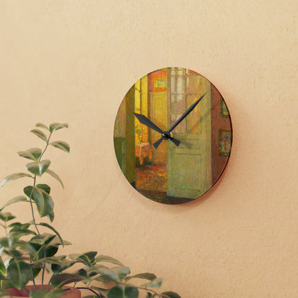 Interior, Window Light by Henri Le Sidaner Acrylic Wall Clock, Round & Square