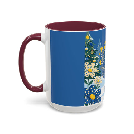 💙🌼 The Bluebell Christmas Promenade Colorful Mug – Art Deco Holiday Fantasy