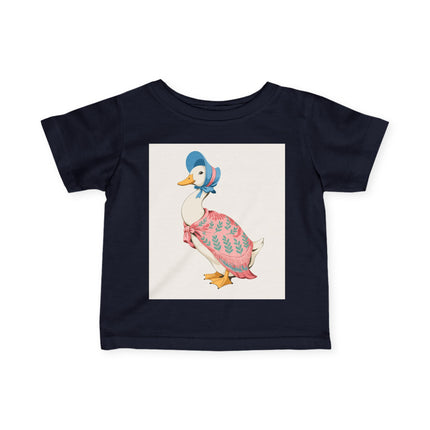 🪿🌸 The Little Pink Garden Goose Infant Fine Jersey Tee – Whimsical Storybook Charm