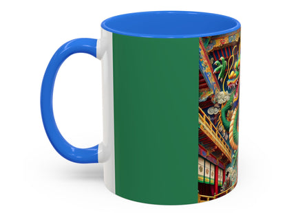 Tibetan Dragon Over Kabuki Duel Colorful Mugs (11oz, 15oz)