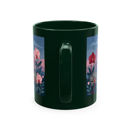 🖤🌸 The Lady Of The Striped Orchid Garden Ceramic Mug – Art Deco Fashion Elegance