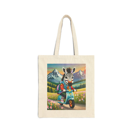 Stripes on Wheels Cotton Canvas Tote Bag