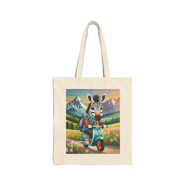 Stripes on Wheels Cotton Canvas Tote Bag