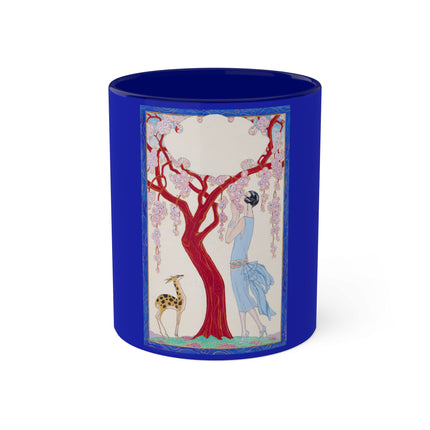 Woman, Fawn, and Red Tree by George Barbier Colorful Mugs, 11oz