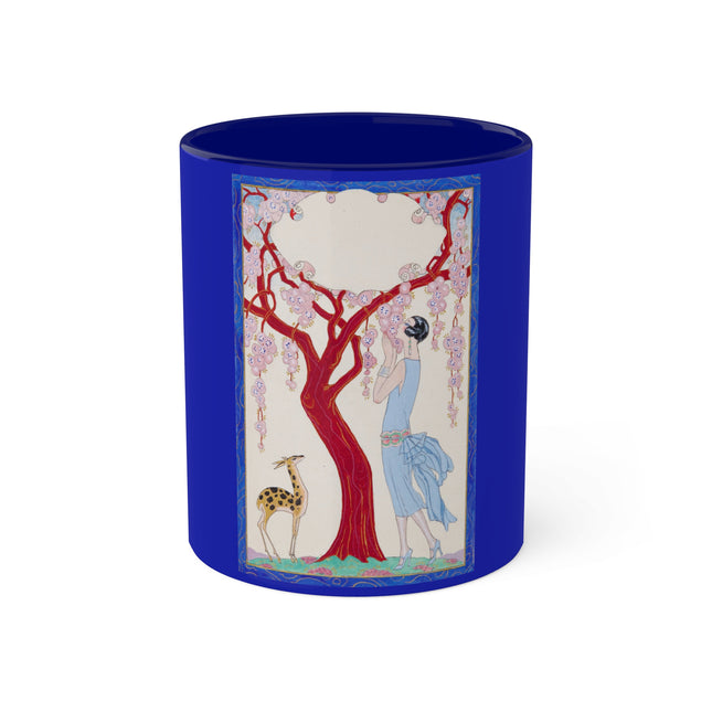 Woman, Fawn, and Red Tree by George Barbier Colorful Mugs, 11oz