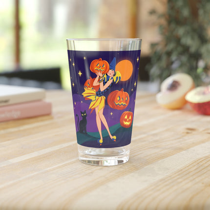 🎃🕯️ Moonlit Pumpkin Masquerade Glass, 16oz – Whimsical Halloween Charm