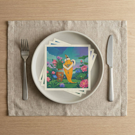 🪷✨ The Lady Of The Golden Lotus Garden Napkins – Art Deco Floral Elegance