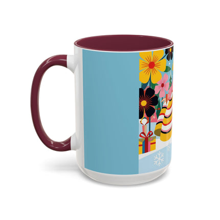 🌼🎄 The Christmas Blossom Belle Colorful Mug – Colorful Art Deco Holiday Fantasy