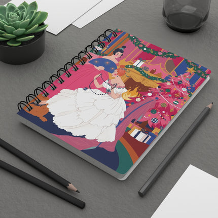 🎀🎄 Christmas By The Fireside Spiral Notebook – Art Deco Holiday Elegance