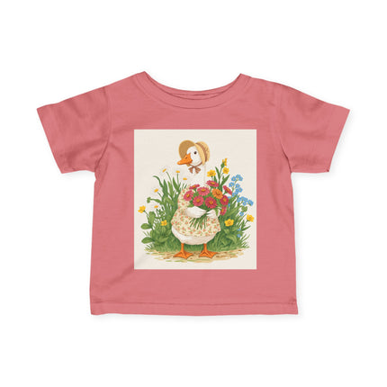 🪿🌸 The Little Flower Garden Goose Infant Fine Jersey Tee – Whimsical Woodland Charm
