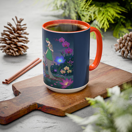 Moonlit Incense Ceremony Colorful Mugs – Art Deco Meditation Garden