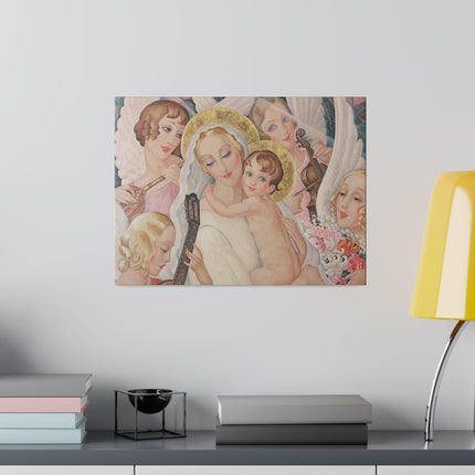 Madonna with Child and Musical Angels – 1935 Art Deco Painting by Gerda Wegener