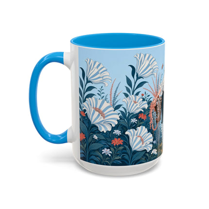 🎨💙 The Enchanted Garden Artist Colorful Mug – Art Deco Floral Whimsy
