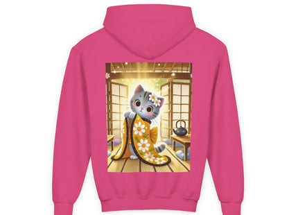 Playful Kitten in the Tea Room Youth Heavy Blend Hooded Sweatshirt