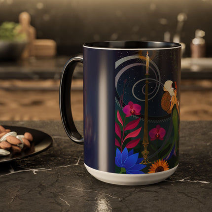 The Lady Of The Starlit Candles Colorful Mugs – Art Deco Theatrical Romance