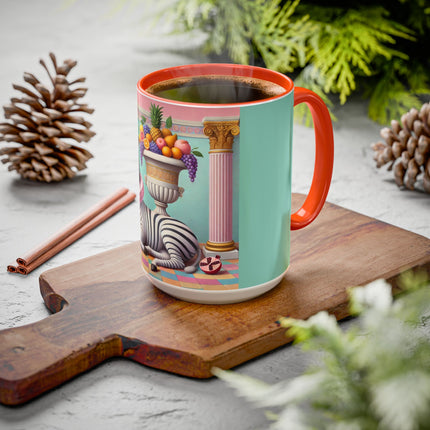 Still Life with Zebra, Fruit, and Pink Columns Colorful Mugs (11oz, 15oz)