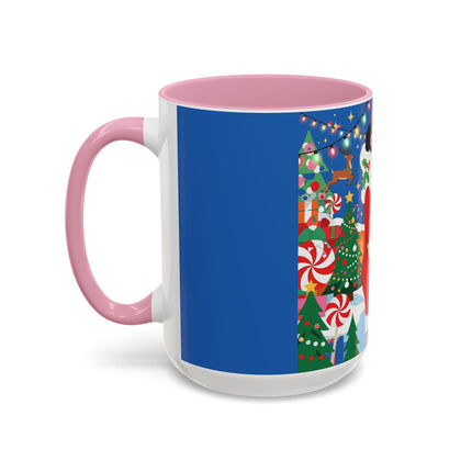 🦌🍬 The Lady Of The Peppermint Christmas Garden Colorful Mug – Colorful Art Deco Holiday Fantasy
