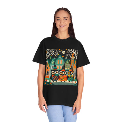 Night of the Trick-or-Treating Owlets Unisex Garment-Dyed T-shirt