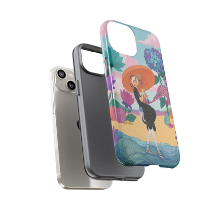 🌊☂️ The Lady Of The Flowered Seashore Phone Case – Art Deco Seaside Fashion