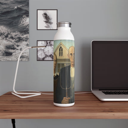 American Gothic by Grant Wood Slim Water Bottle