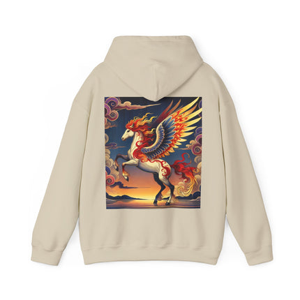 Flame-Winged Horse at Sunset – Heavy Blend™ Hooded Sweatshirt