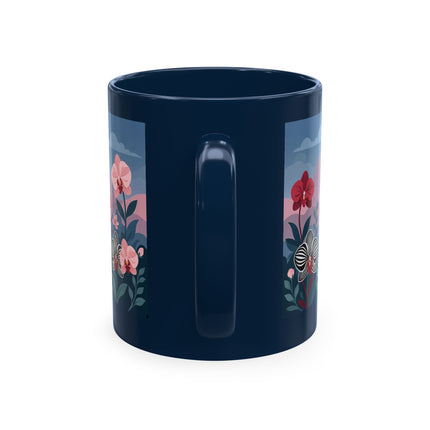 🖤🌸 The Lady Of The Striped Orchid Garden Ceramic Mug – Art Deco Fashion Elegance