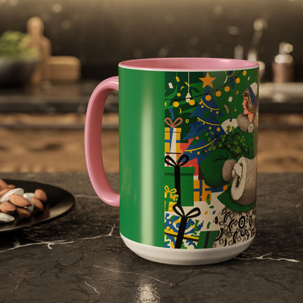 🍀🎄 The Emerald Holly Christmas Colorful Mug – Art Deco Holiday Elegance