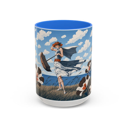 🌊🌼 The Windswept Seaside Promenade Colorful Mug – Art Deco Coastal Elegance