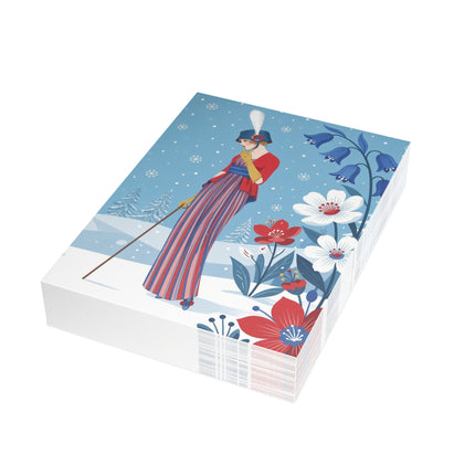 ❄️💙 The Lady Of The Winter Bluebells Greeting Card – Art Deco Holiday Elegance