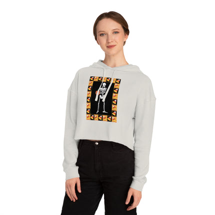 Candy Corn Skeleton Women’s Cropped Hooded Sweatshirt