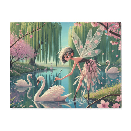 🧚‍♀️🦢 A Fairy Painting a Swan Placemat – Enchanted Spring Pond Fantasy
