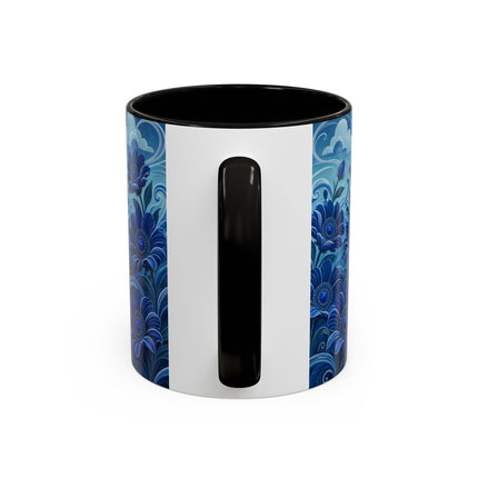 💙🌸 The Sapphire Wind Dancer Colorful Mug – Art Deco Floral Fantasy