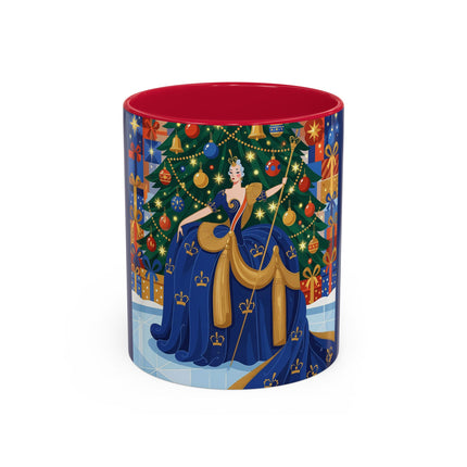 👑🎄 The Christmas Queen Of Golden Bells Colorful Mug – Art Deco Holiday Elegance
