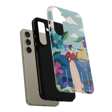 🌊🔭 The Lady Of The Seaside Lookout Phone Case – Art Deco Nautical Adventure