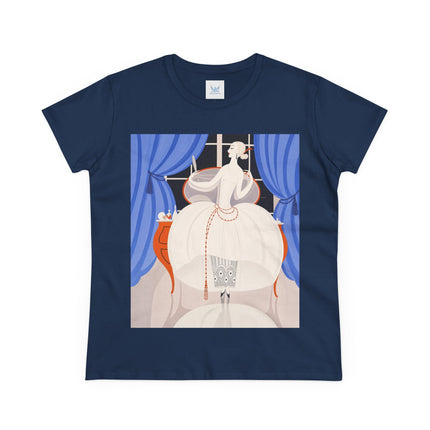 🦢💎 The Ivory Midnight Muse Cotton Tee – Art Deco Fashion Elegance