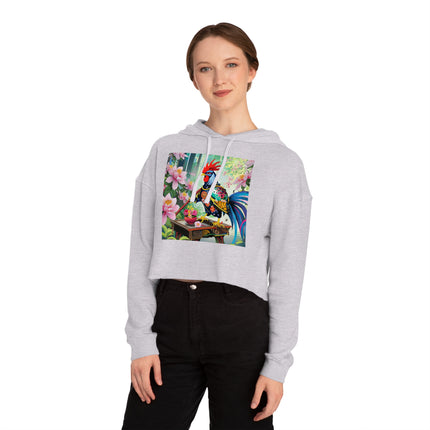 Cyberpunk Rooster Cropped Hooded Sweatshirt