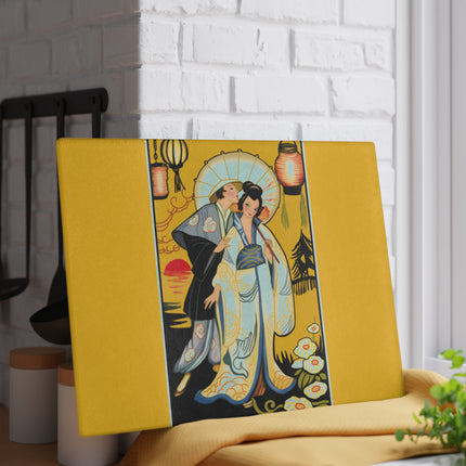 Golden Embrace Glass Cutting Board