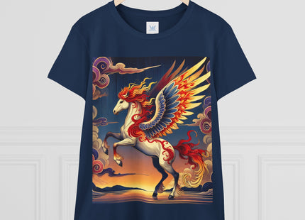 Flame-Winged Horse at Sunset Women's Midweight Cotton Tee