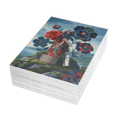 🏌️‍♀️🌹 The Lady Of The Highland Links Greeting Card – Art Deco Golf & Floral Fashion