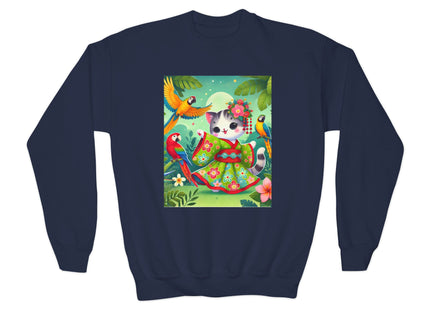 Parrot Dance of the Geisha Kitten Youth Crewneck Sweatshirt