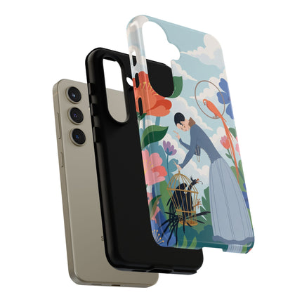 🦜🌺 The Lady Of The Garden Aviary Phone Case – Art Deco Floral Whimsy
