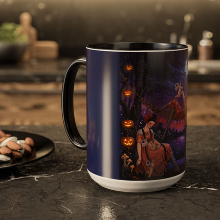 🌙🎃 Moonlit Mischief In The Pumpkin Grove Colorful Mug – Whimsical Halloween Fantasy