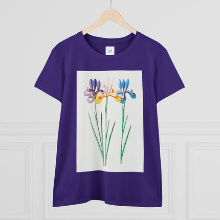 Women's Blue Iris Print Midweight Cotton Tee