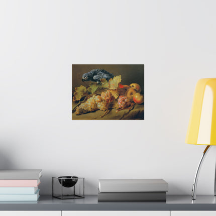 Still Life with Parrot and Grapes by Erasmus Von Engert Matte Horizontal Posters