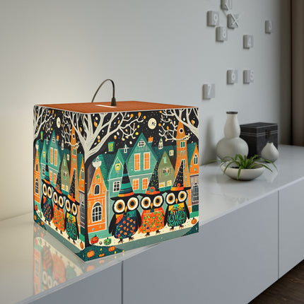 Night of the Trick-or-Treating Owlets Light Cube Lamp