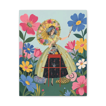 🌸🪞 The Floral Parasol Reflection Placemat – Art Deco Garden Fantasy
