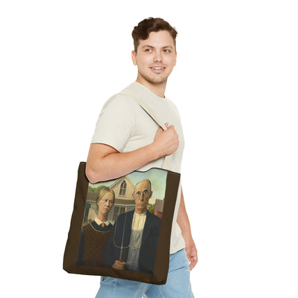 American Gothic by Grant Wood Tote Bag (AOP)