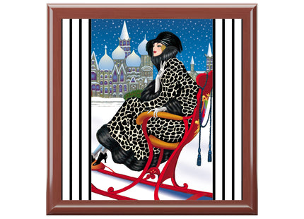 Elegant Winter Woman in Sleigh Jewelry Box