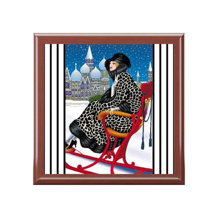 Elegant Winter Woman in Sleigh Jewelry Box