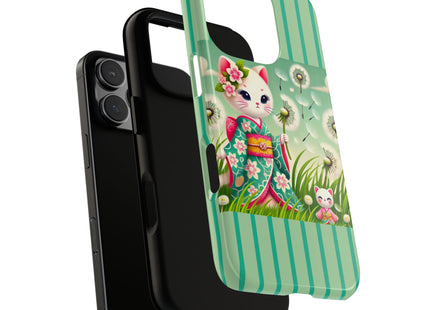 Geisha Kitten and the Dandelion Phone Cases